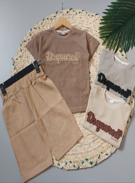 ست تیشرت شلوارک بیسکویتی پسرانه کد 343